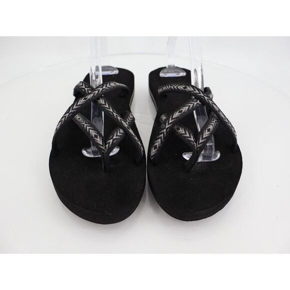 Teva Women's Olowahu Sandal Size 10 Thong Slide Flip Flop Black Tan Comfy - Picture 2 of 9